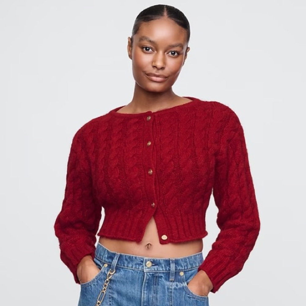 Gap × Cult Gaia Cropped Cable-Knit Cardigan. Size Small.